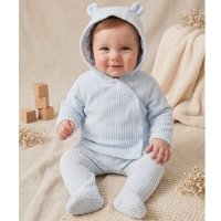 J16016: Baby Boys Ribbed Jumbo Velour Jacket  & Footed Trousers Outfit (NB-6 Months)